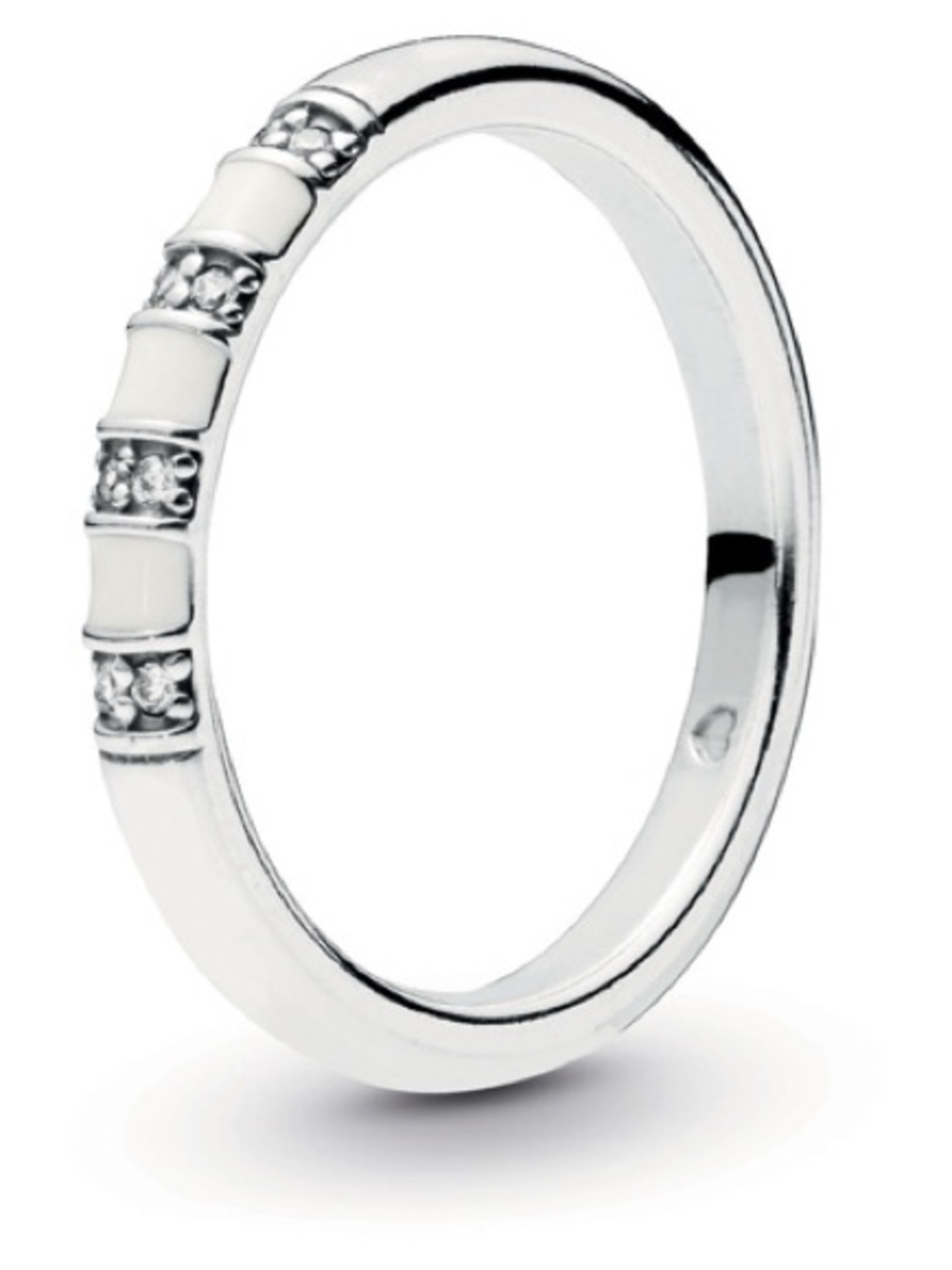 Pandora Sterling Silver White Enamel & Cubic Zirconia Stackable Ring